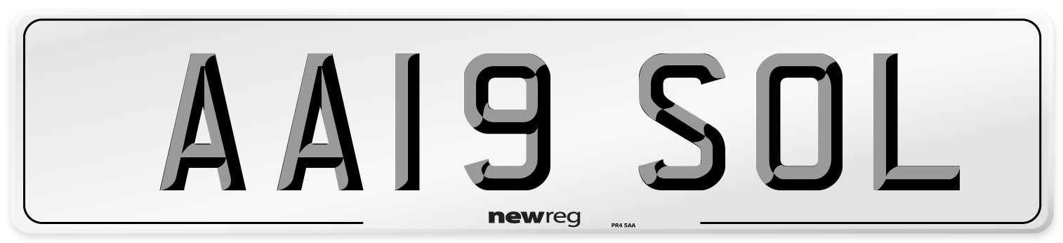 AA19 SOL Number Plate from New Reg
